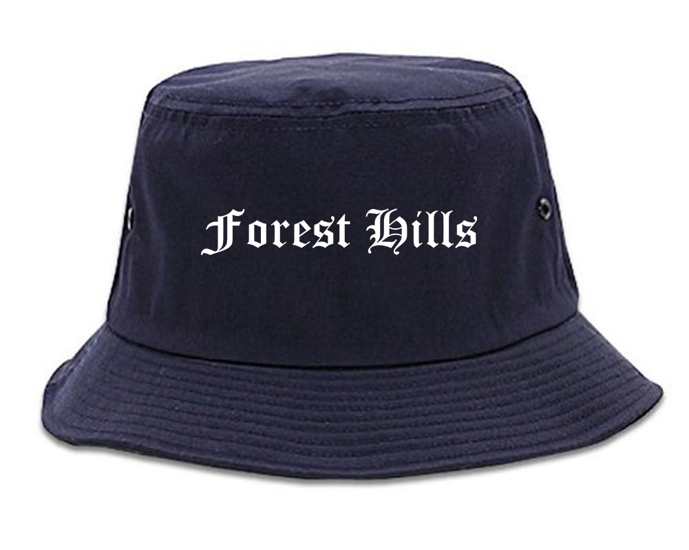Forest Hills Pennsylvania PA Old English Mens Bucket Hat Navy Blue