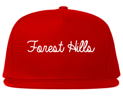 Forest Hills Pennsylvania PA Script Mens Snapback Hat Red