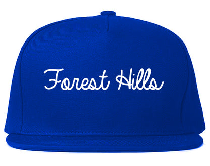 Forest Hills Pennsylvania PA Script Mens Snapback Hat Royal Blue