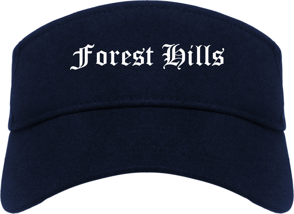 Forest Hills Pennsylvania PA Old English Mens Visor Cap Hat Navy Blue