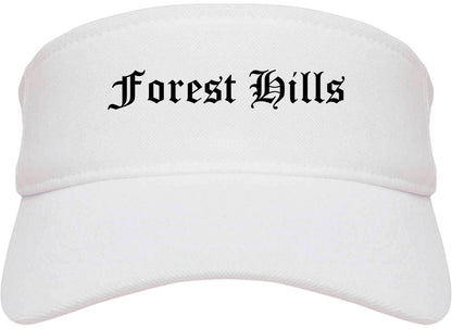Forest Hills Pennsylvania PA Old English Mens Visor Cap Hat White