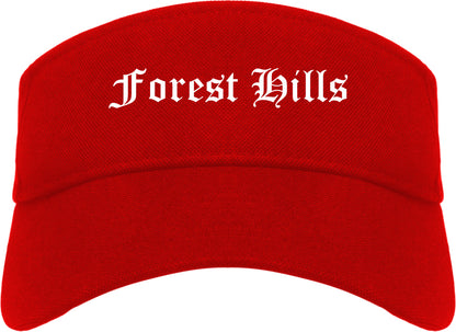Forest Hills Tennessee TN Old English Mens Visor Cap Hat Red