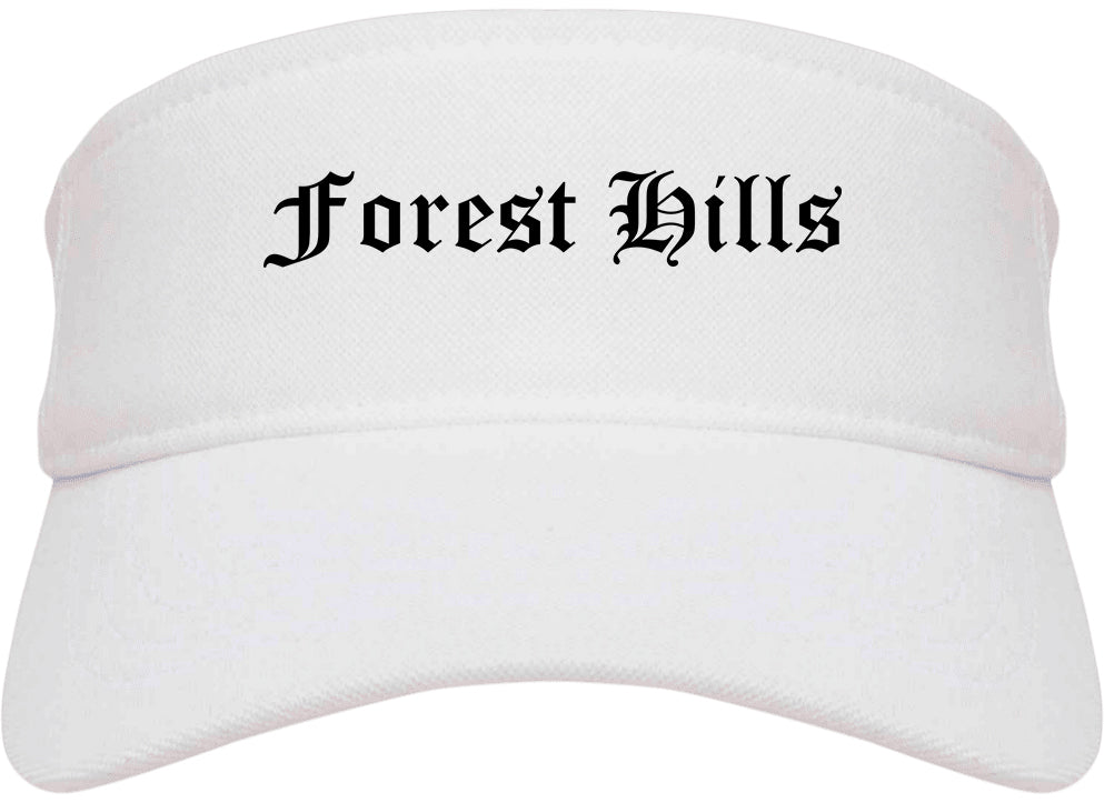 Forest Hills Tennessee TN Old English Mens Visor Cap Hat White