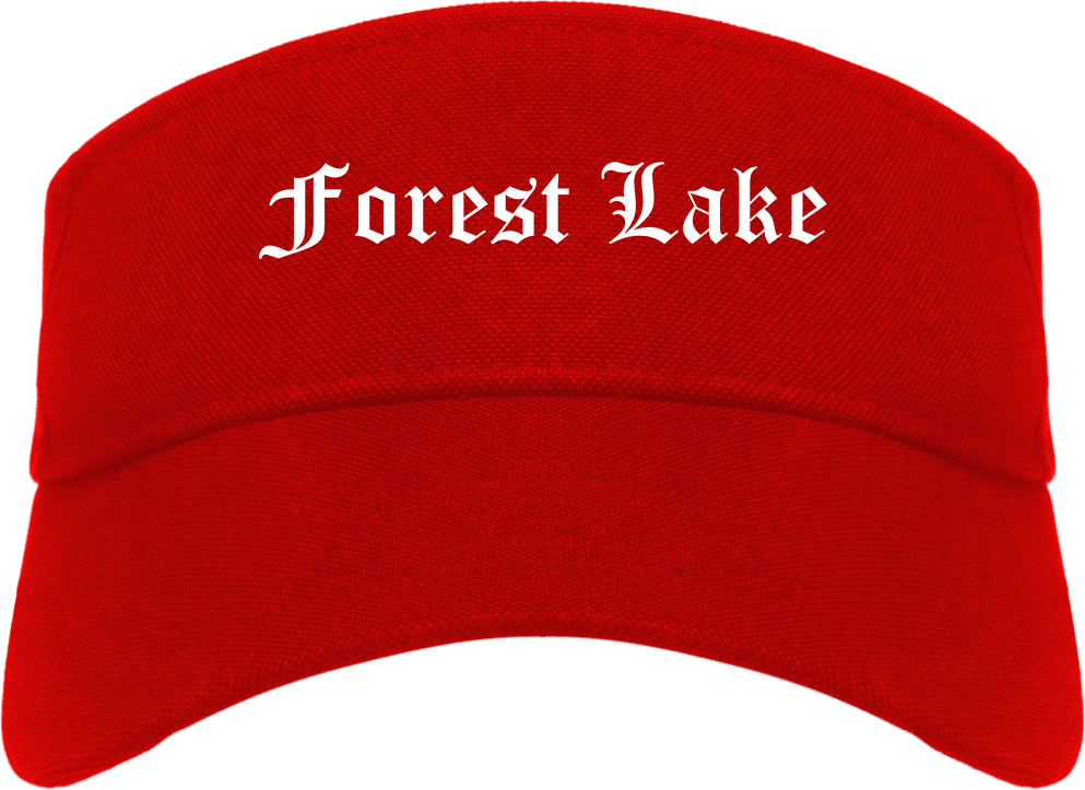 Forest Lake Minnesota MN Old English Mens Visor Cap Hat Red