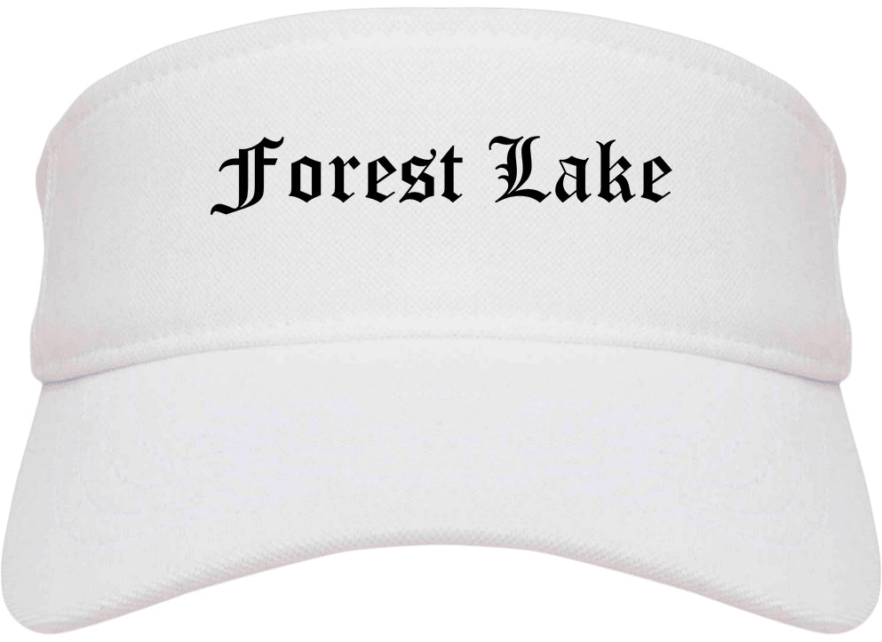 Forest Lake Minnesota MN Old English Mens Visor Cap Hat White