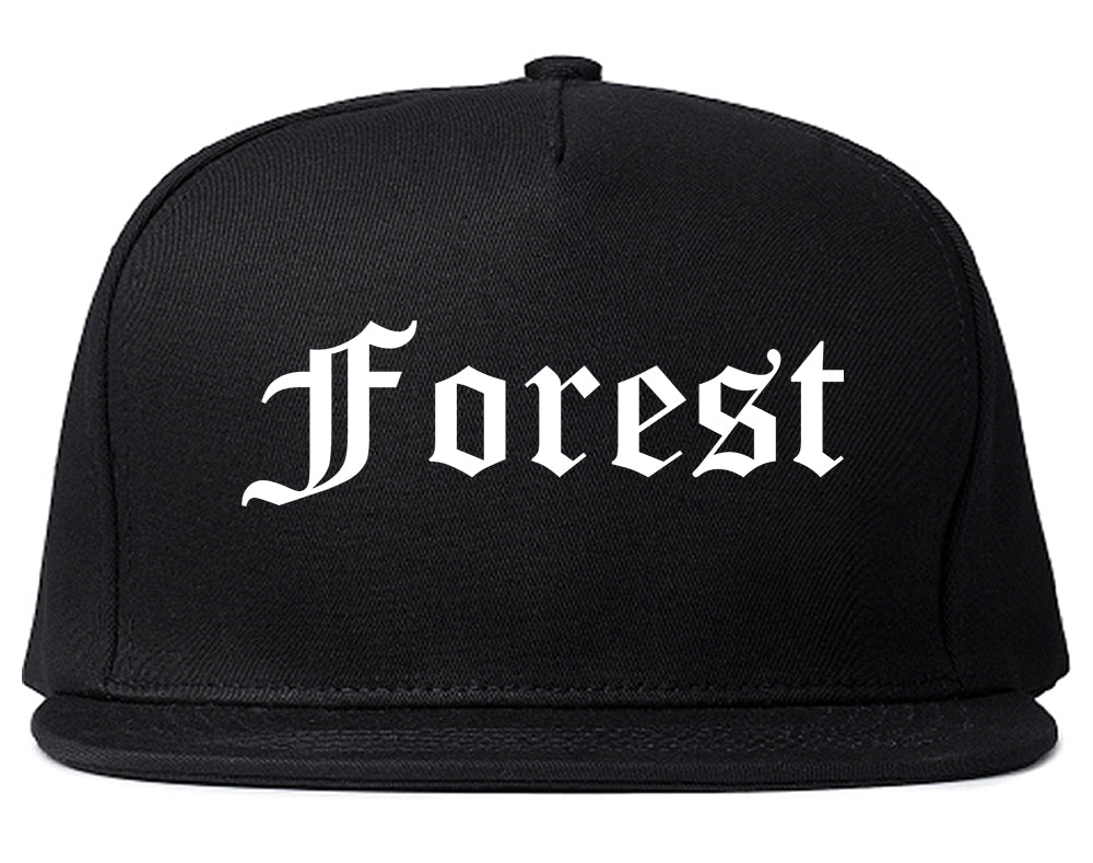 Forest Mississippi MS Old English Mens Snapback Hat Black