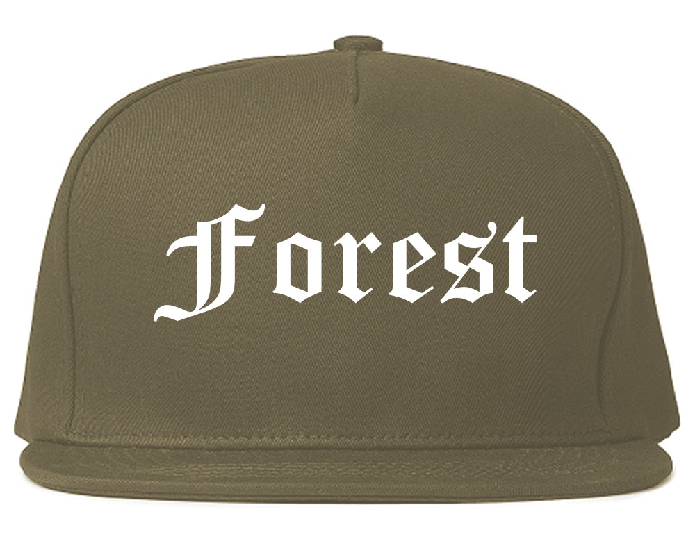 Forest Mississippi MS Old English Mens Snapback Hat Grey