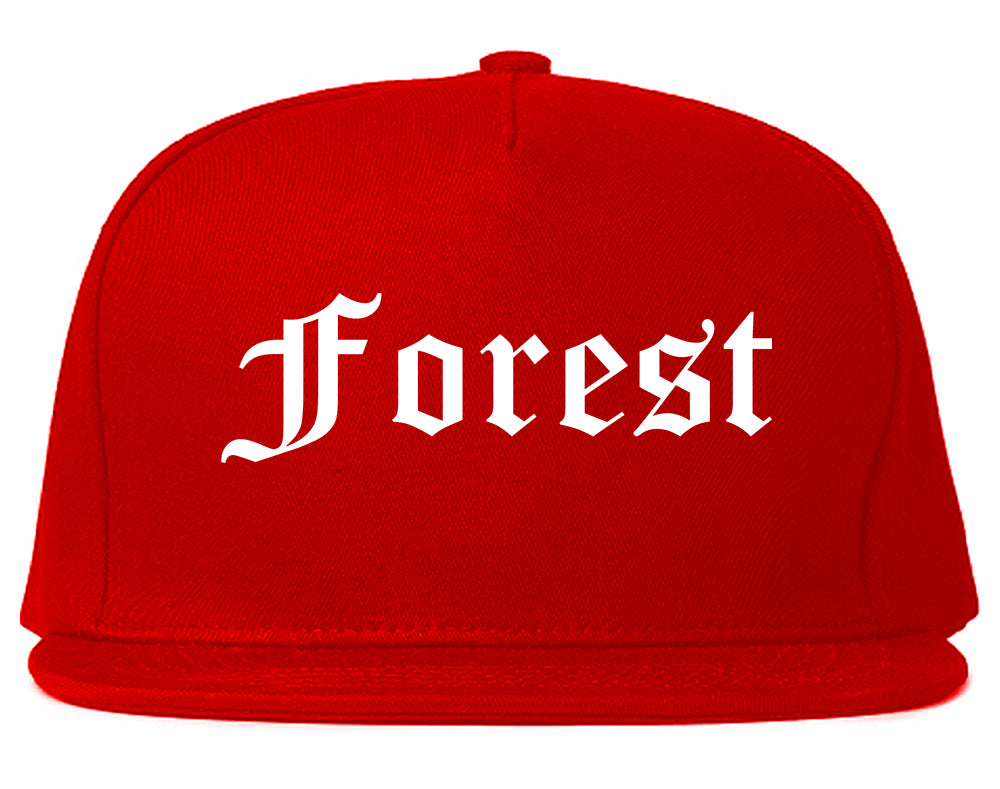 Forest Mississippi MS Old English Mens Snapback Hat Red