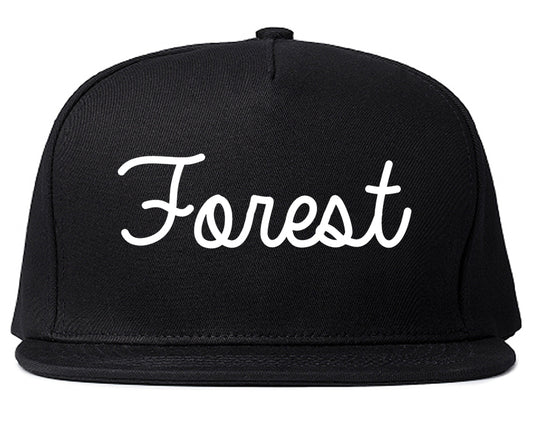 Forest Mississippi MS Script Mens Snapback Hat Black