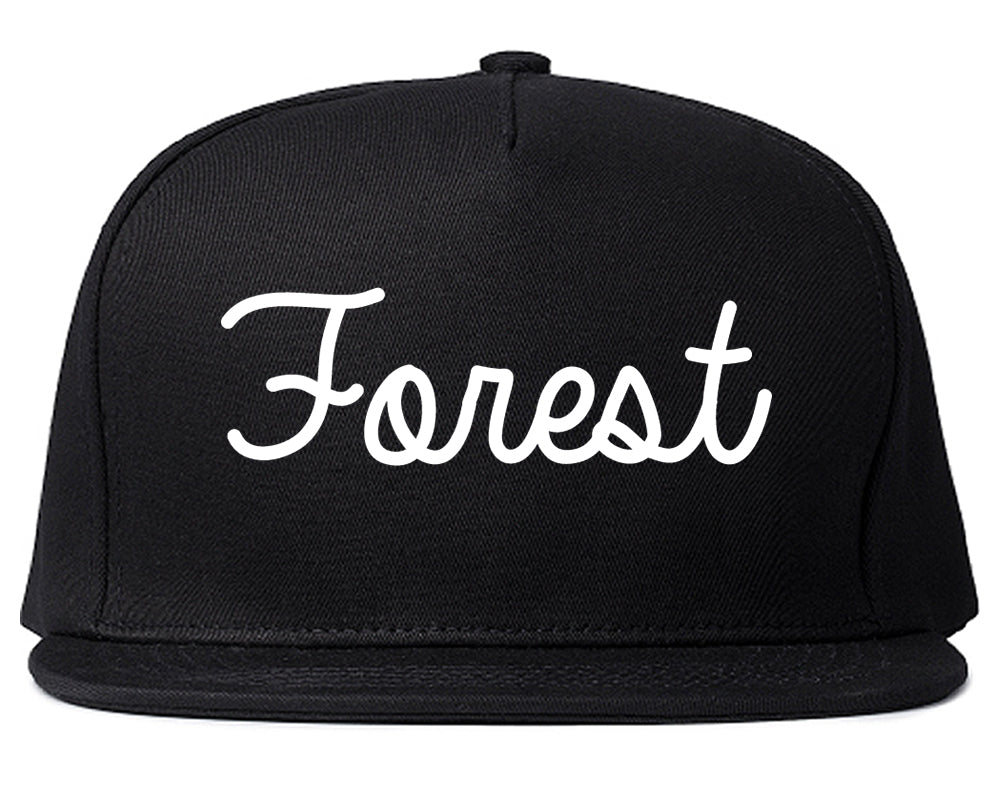 Forest Mississippi MS Script Mens Snapback Hat Black
