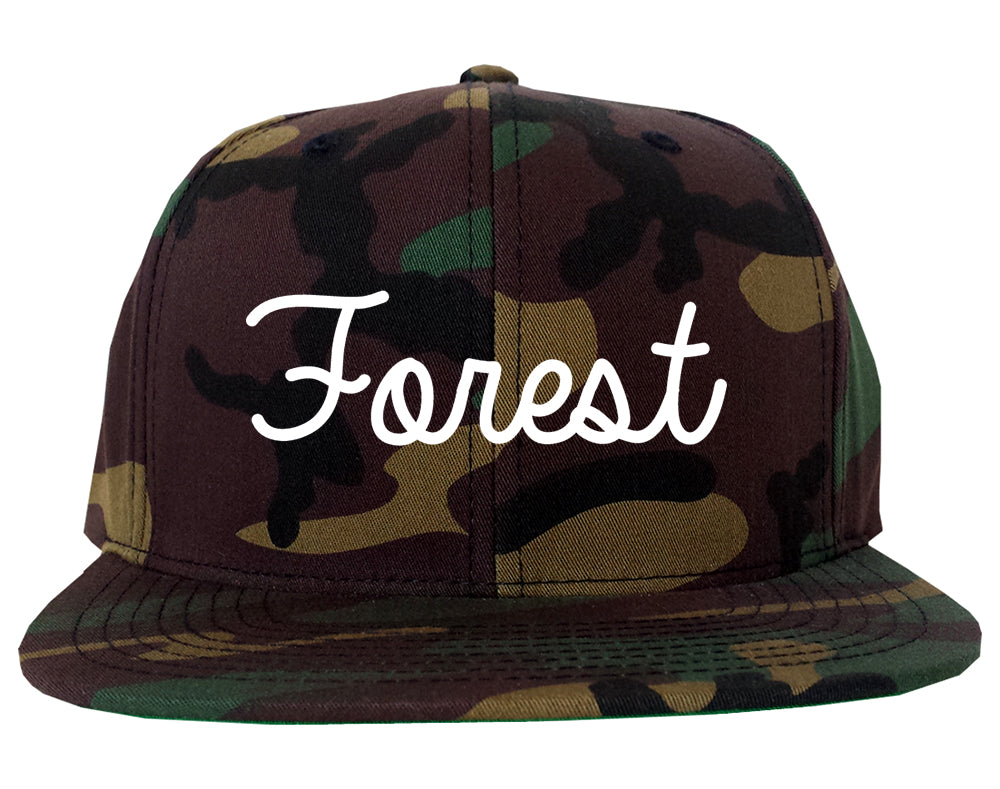 Forest Mississippi MS Script Mens Snapback Hat Army Camo