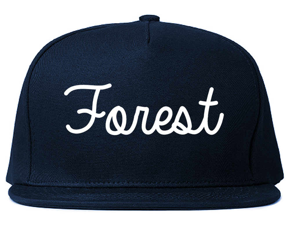 Forest Mississippi MS Script Mens Snapback Hat Navy Blue