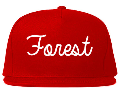 Forest Mississippi MS Script Mens Snapback Hat Red