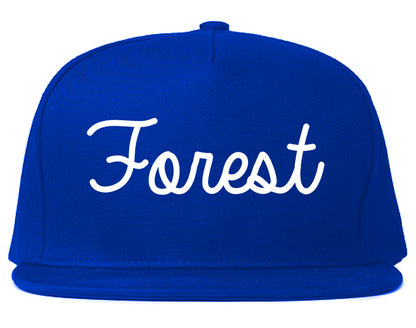 Forest Mississippi MS Script Mens Snapback Hat Royal Blue