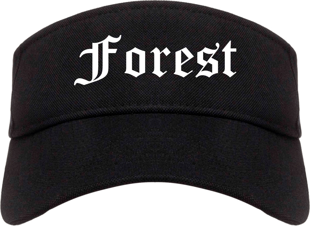 Forest Mississippi MS Old English Mens Visor Cap Hat Black