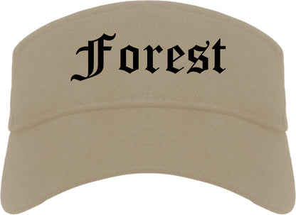Forest Mississippi MS Old English Mens Visor Cap Hat Khaki