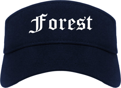 Forest Mississippi MS Old English Mens Visor Cap Hat Navy Blue