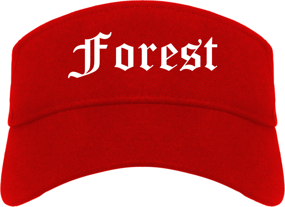 Forest Mississippi MS Old English Mens Visor Cap Hat Red