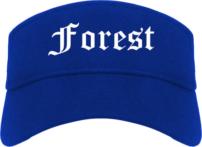Forest Mississippi MS Old English Mens Visor Cap Hat Royal Blue