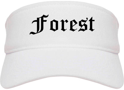 Forest Mississippi MS Old English Mens Visor Cap Hat White