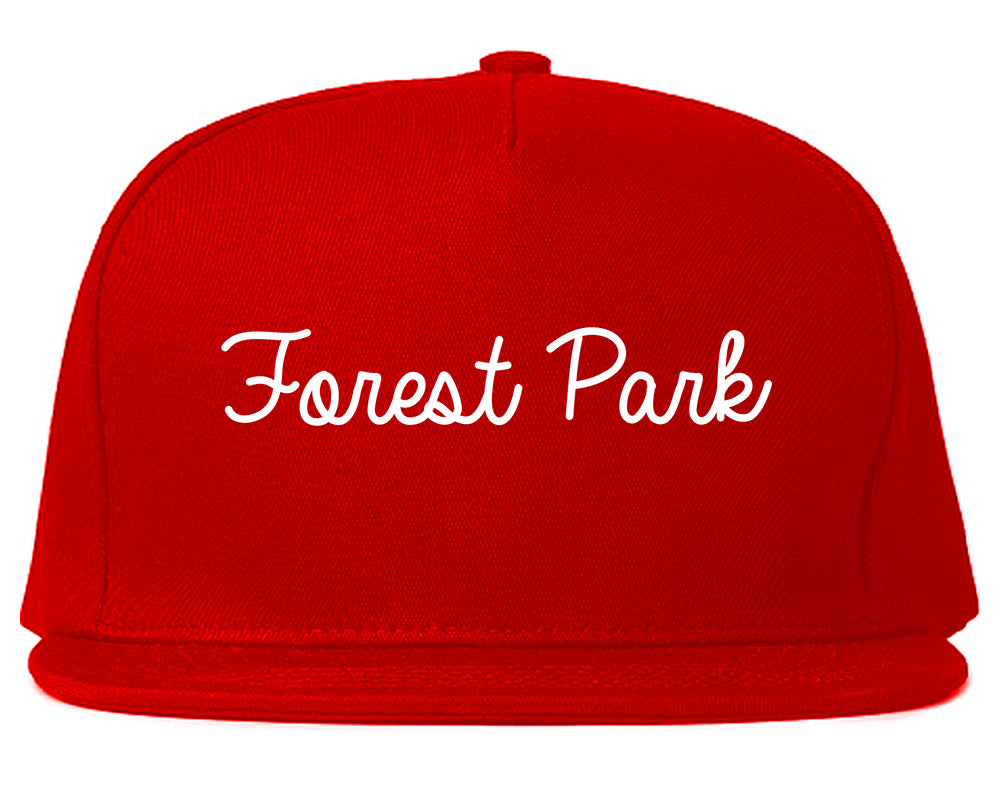 Forest Park Illinois IL Script Mens Snapback Hat Red