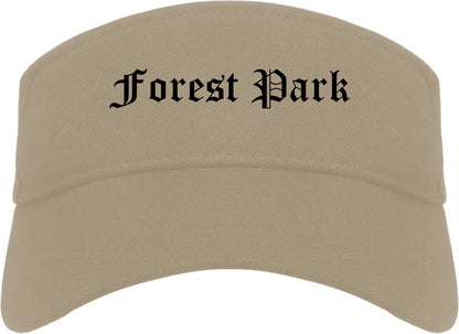 Forest Park Illinois IL Old English Mens Visor Cap Hat Khaki