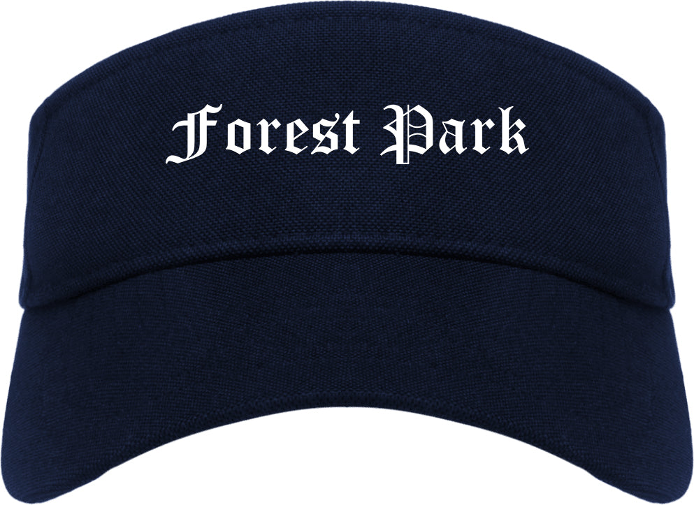 Forest Park Illinois IL Old English Mens Visor Cap Hat Navy Blue
