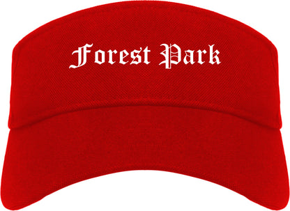 Forest Park Illinois IL Old English Mens Visor Cap Hat Red