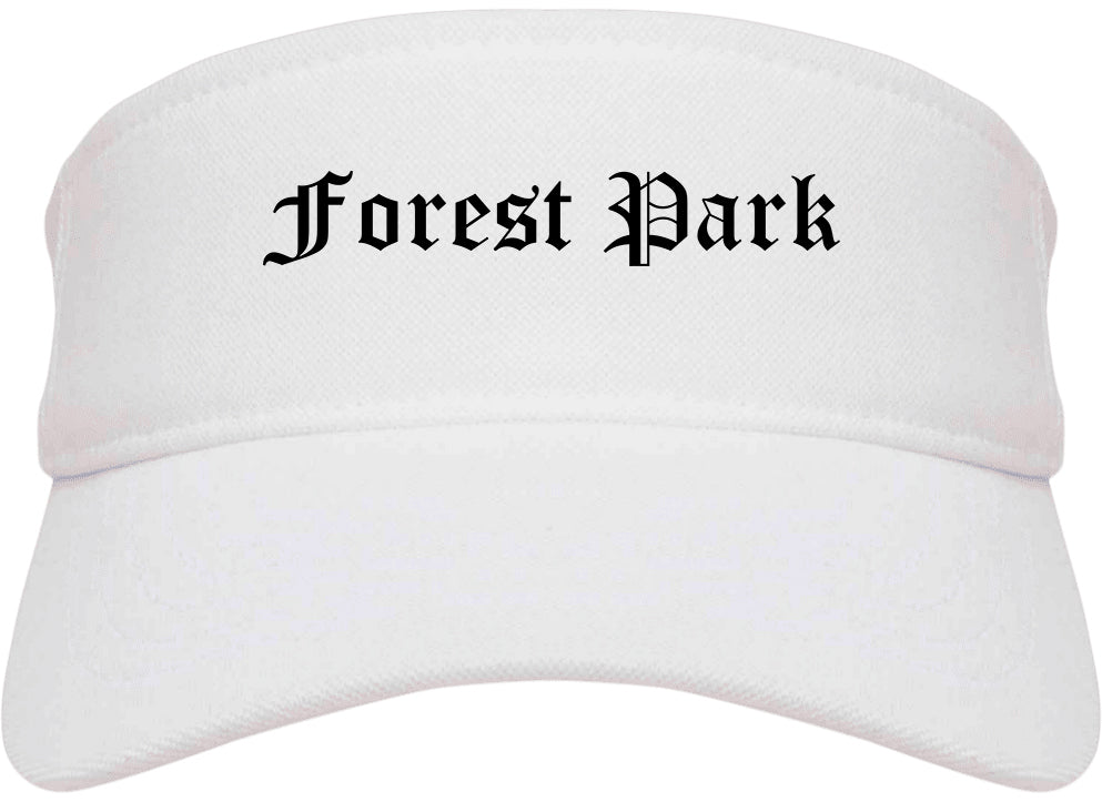 Forest Park Illinois IL Old English Mens Visor Cap Hat White