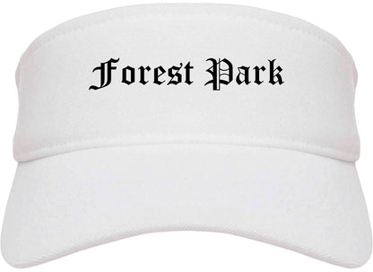 Forest Park Illinois IL Old English Mens Visor Cap Hat White
