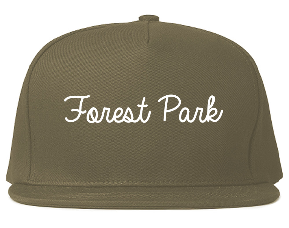Forest Park Ohio OH Script Mens Snapback Hat Grey