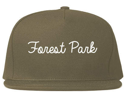 Forest Park Ohio OH Script Mens Snapback Hat Grey