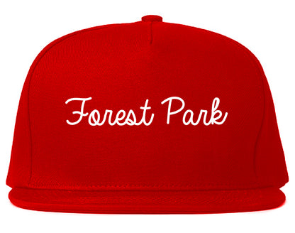 Forest Park Ohio OH Script Mens Snapback Hat Red