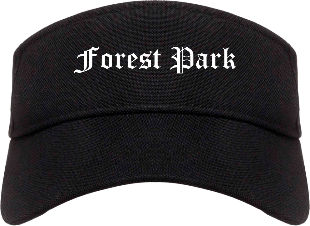Forest Park Ohio OH Old English Mens Visor Cap Hat Black