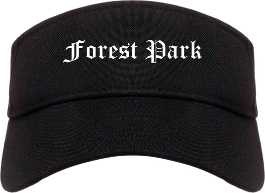 Forest Park Ohio OH Old English Mens Visor Cap Hat Black
