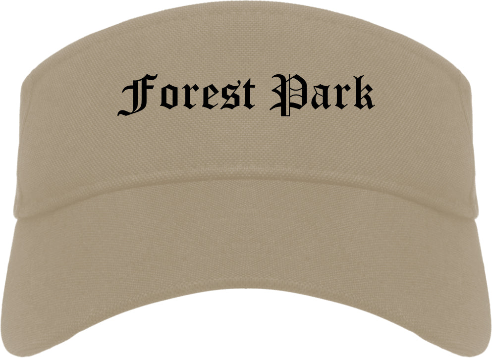 Forest Park Ohio OH Old English Mens Visor Cap Hat Khaki