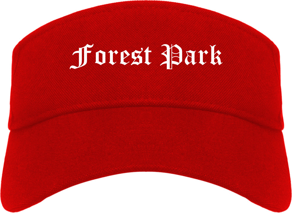 Forest Park Ohio OH Old English Mens Visor Cap Hat Red