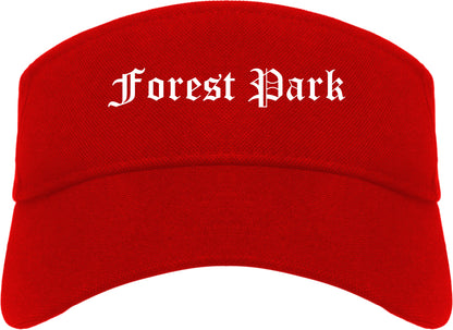 Forest Park Ohio OH Old English Mens Visor Cap Hat Red