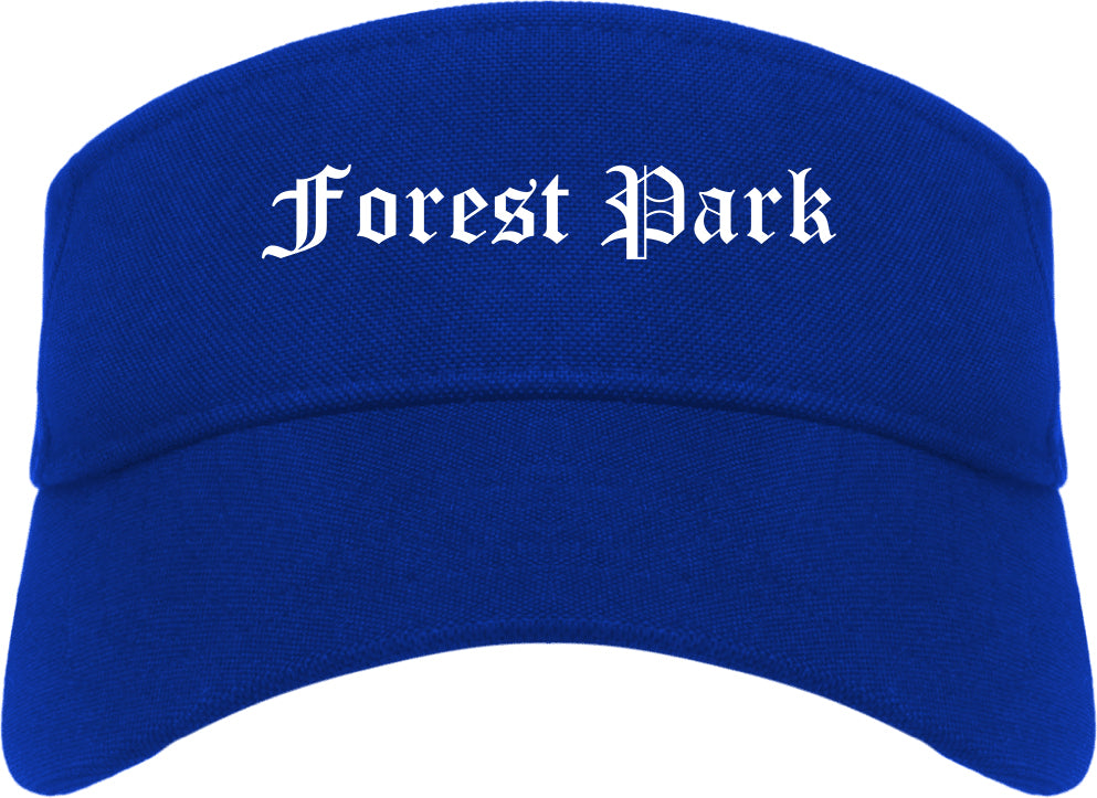 Forest Park Ohio OH Old English Mens Visor Cap Hat Royal Blue