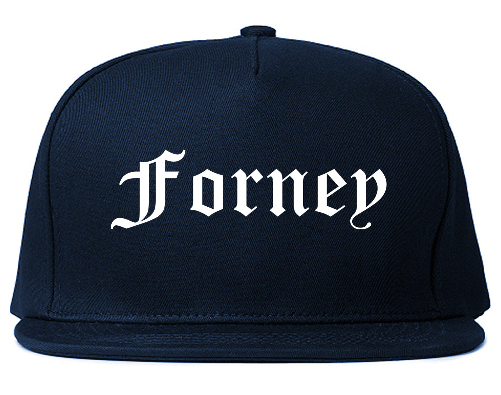Forney Texas TX Old English Mens Snapback Hat Navy Blue