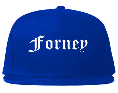 Forney Texas TX Old English Mens Snapback Hat Royal Blue