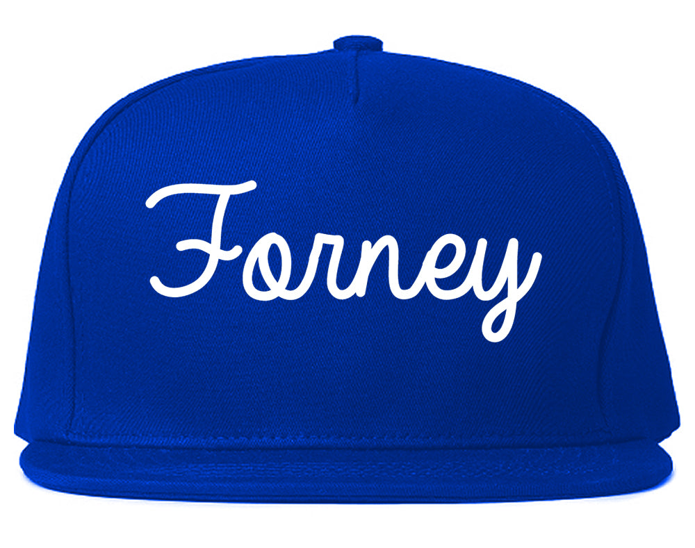 Forney Texas TX Script Mens Snapback Hat Royal Blue