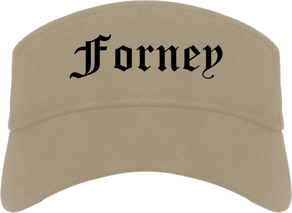 Forney Texas TX Old English Mens Visor Cap Hat Khaki