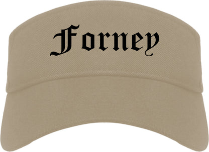 Forney Texas TX Old English Mens Visor Cap Hat Khaki
