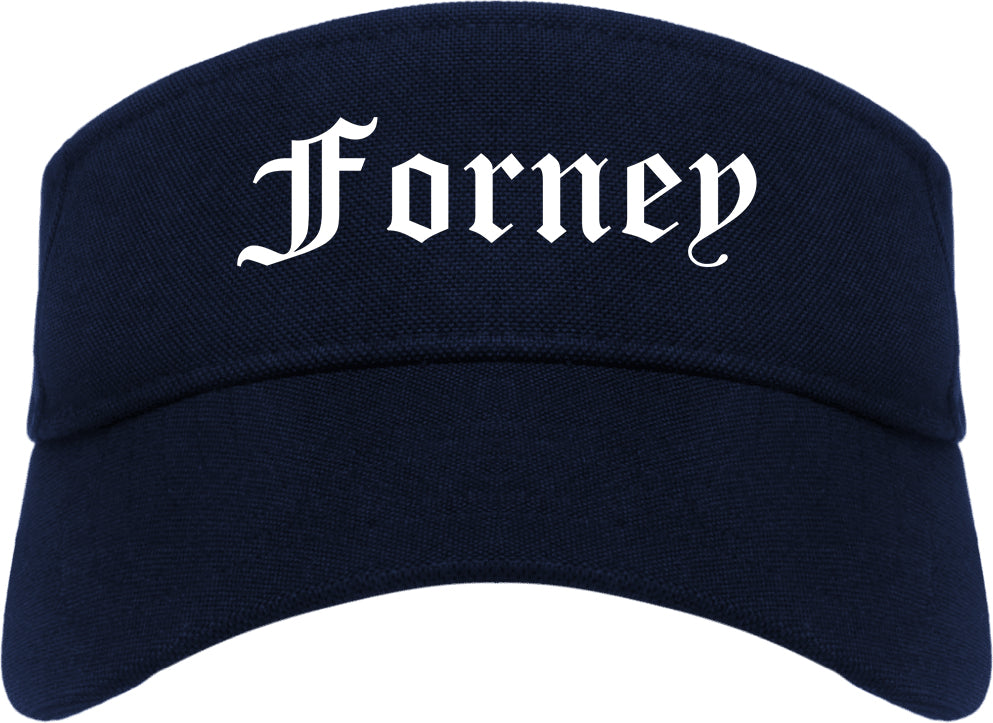 Forney Texas TX Old English Mens Visor Cap Hat Navy Blue