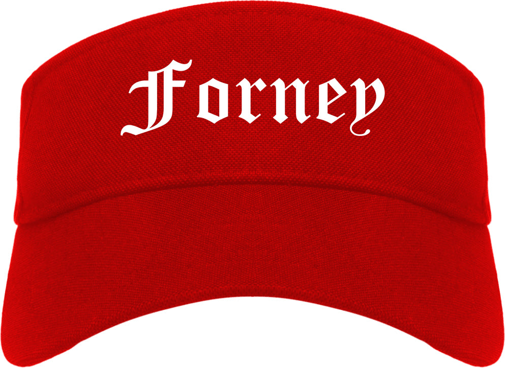 Forney Texas TX Old English Mens Visor Cap Hat Red