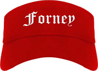 Forney Texas TX Old English Mens Visor Cap Hat Red