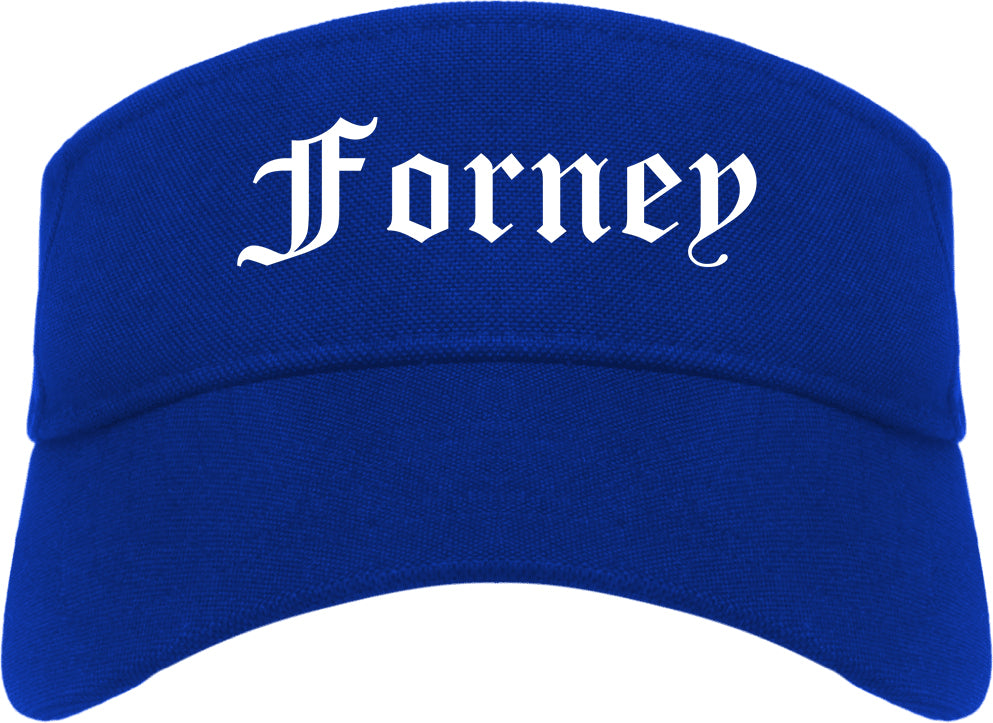 Forney Texas TX Old English Mens Visor Cap Hat Royal Blue