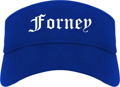 Forney Texas TX Old English Mens Visor Cap Hat Royal Blue