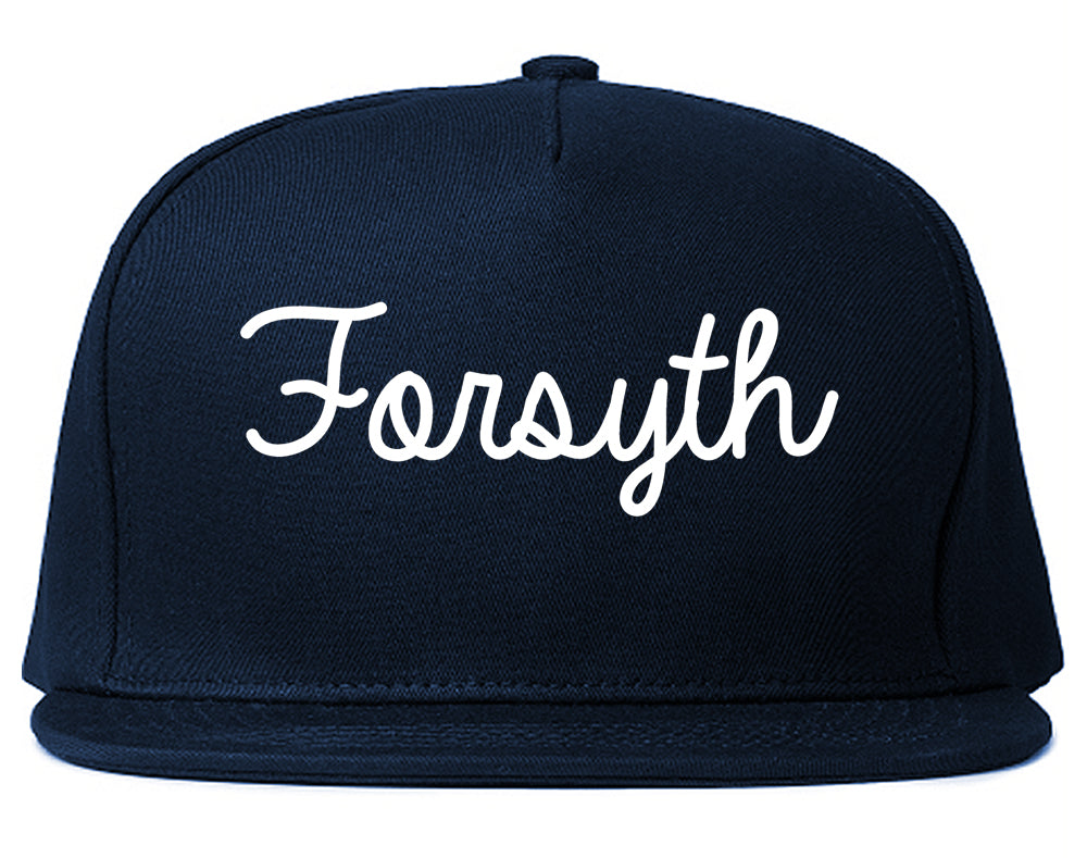 Forsyth Georgia GA Script Mens Snapback Hat Navy Blue